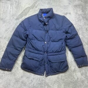 Vintage North Face Jacket‎ Mens M Blue Down Puffer USA Made Snap Zip 90s *SPOTS
